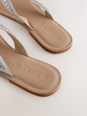 Metallic Standard/Wide Fit Forever Comfort® Beaded Toe Thong Sandals - Image 7 of 8