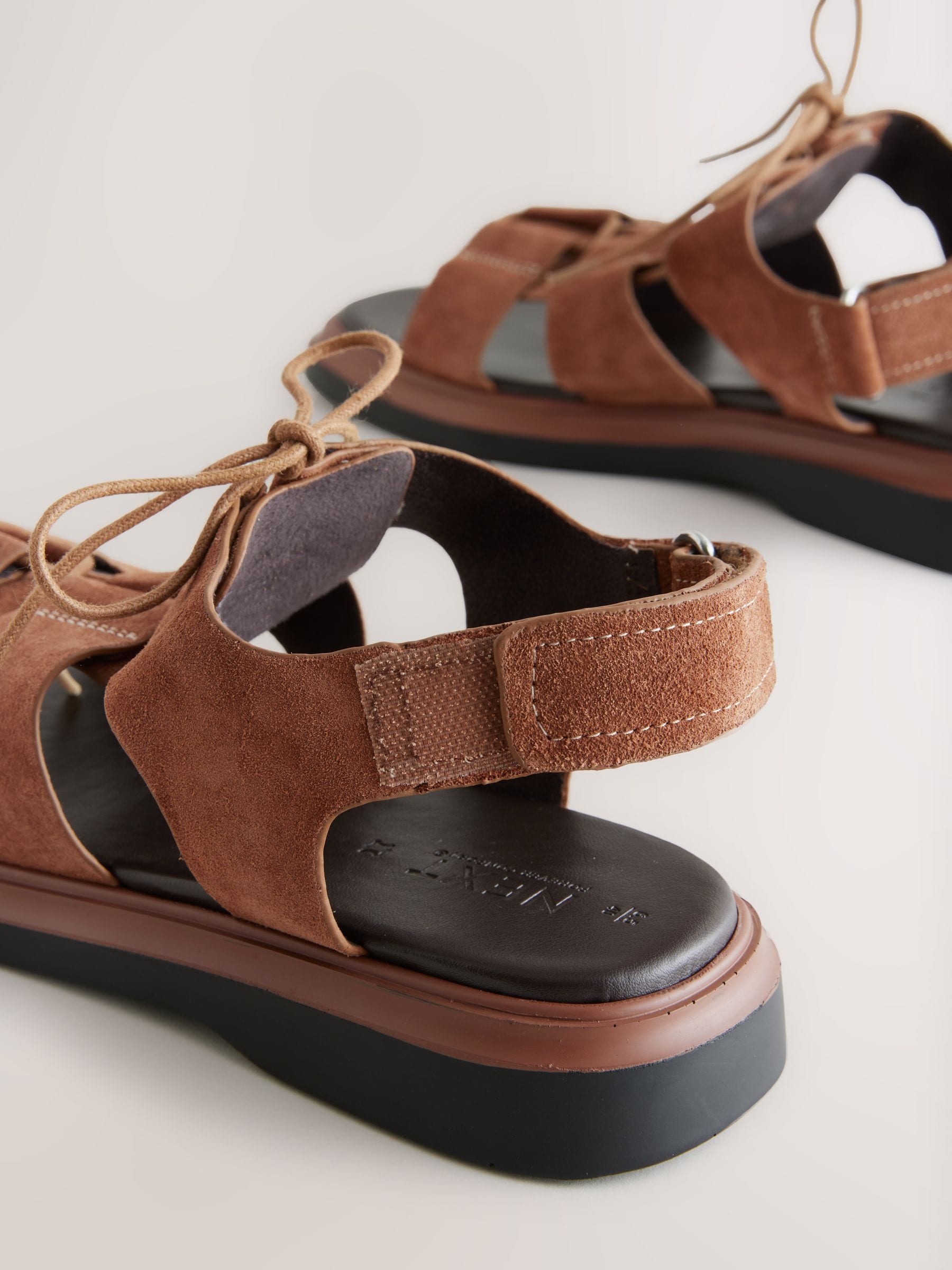 Buy Tan Brown Suede Forever Comfort® Chunky Lace-Up Sandals