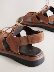 Tan Brown Suede Forever Comfort® Chunky Lace-Up Sandals - Image 10 of 10