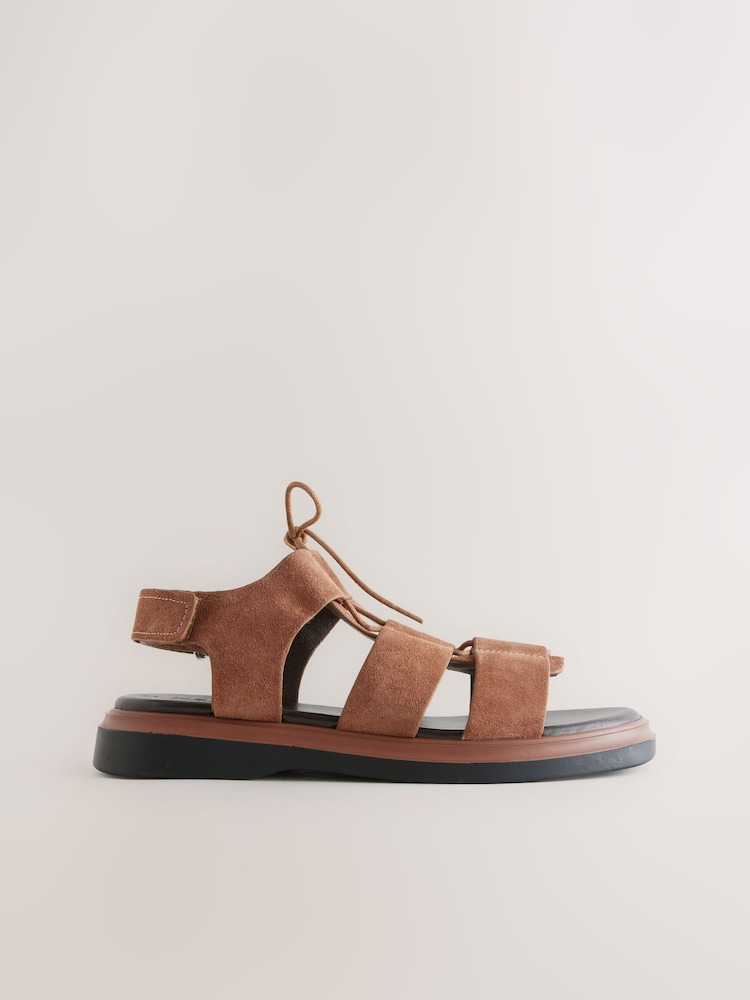 Tan Brown Suede Forever Comfort® Chunky Lace-Up Sandals - Image 8 of 10