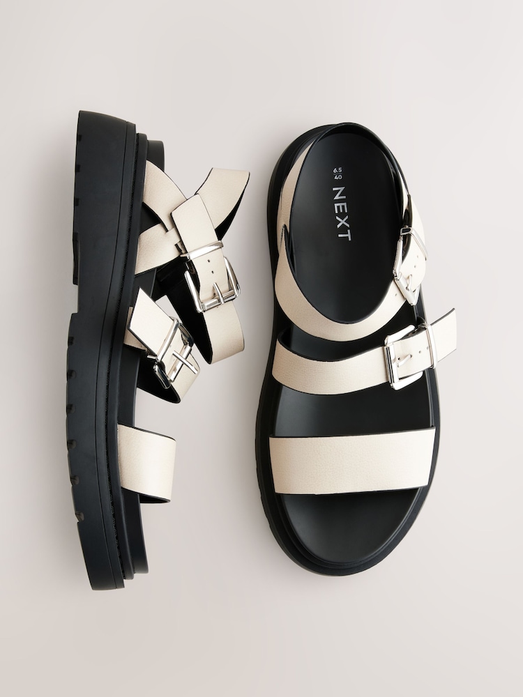 عاجي - Chunky Buckled Sandals - صورة 1 من 7
