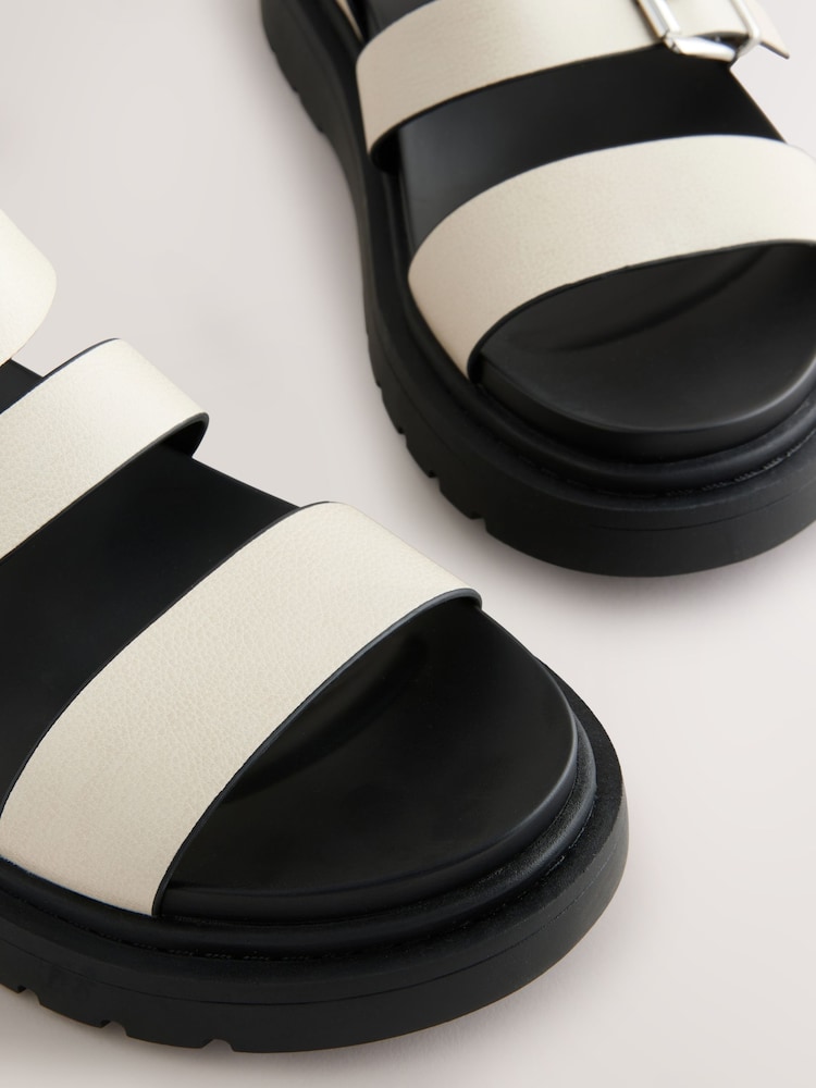Bone Standard/Wide Fit Chunky Buckled Sandals - Image 3 of 7