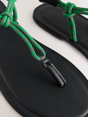 Green Leather Standard/Wide Fit Forever Comfort® Knotted Rope Toe Thong Sandals - Image 11 of 13