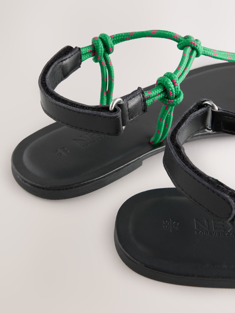 Green Leather Standard/Wide Fit Forever Comfort® Knotted Rope Toe Thong Sandals - Image 13 of 13