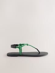 Green Leather Standard/Wide Fit Forever Comfort® Knotted Rope Toe Thong Sandals - Image 8 of 13