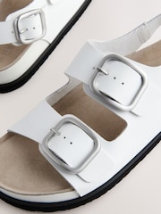 White Leather Forever Comfort® Premium Back Strap Footbed Sandals - Image 10 of 10