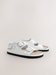 White Leather Forever Comfort® Premium Back Strap Footbed Sandals - Image 7 of 10