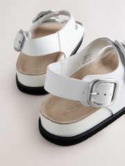 White Leather Forever Comfort® Premium Back Strap Footbed Sandals - Image 9 of 10