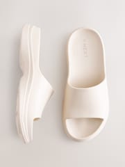 Cream White Chunky Beach Sliders Sandals - Image 1 of 9