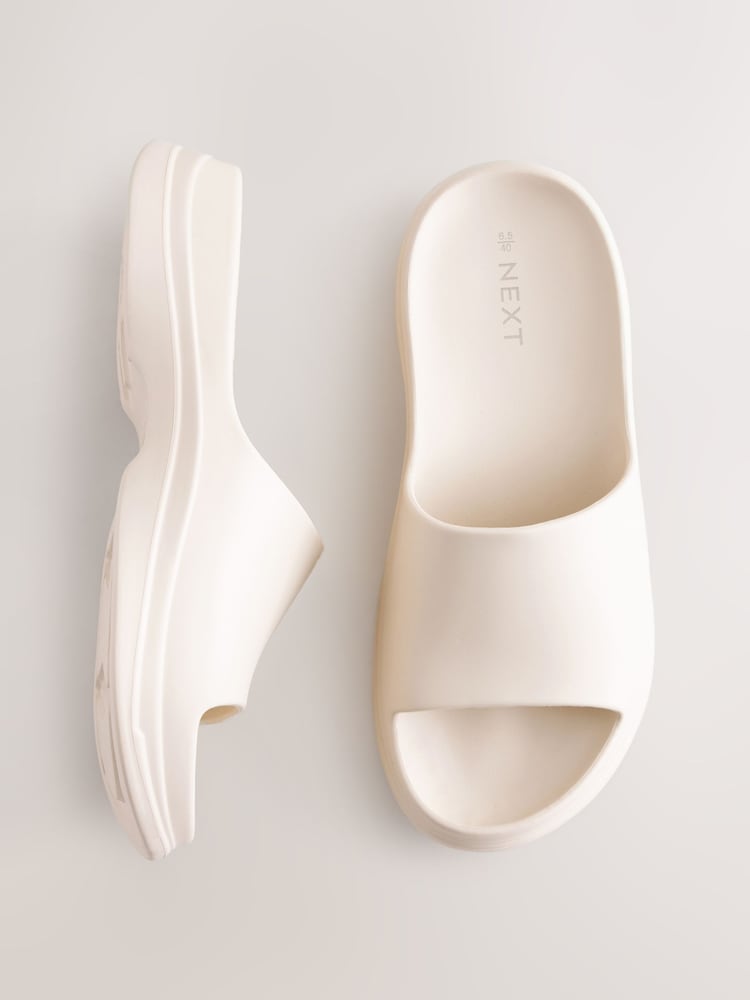 Cream White Chunky Beach Sliders Sandals - Image 1 of 9