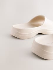 Cream White Chunky Beach Sliders Sandals - Image 9 of 9