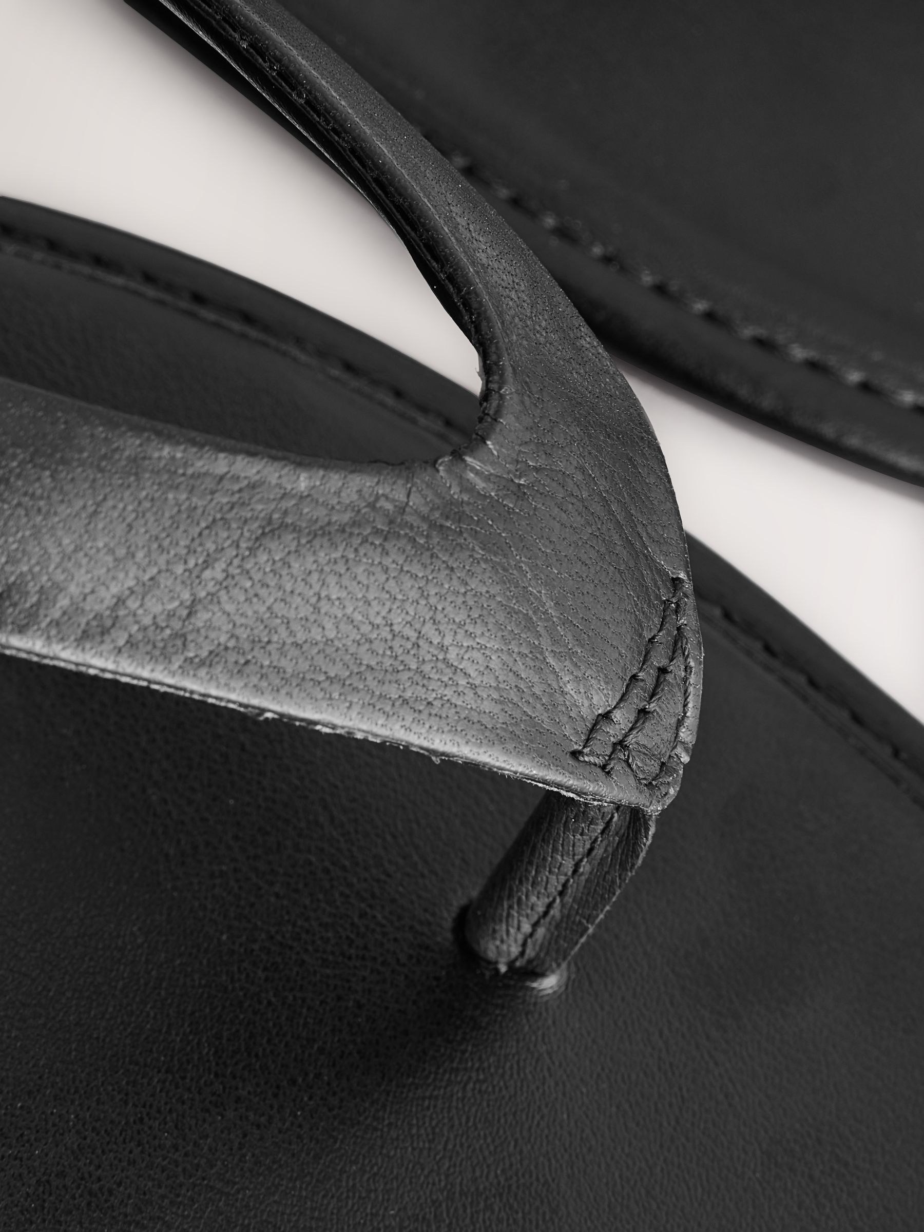 Buy Black Leather Standard/Wide Fit Square Toe Thong Sandals from