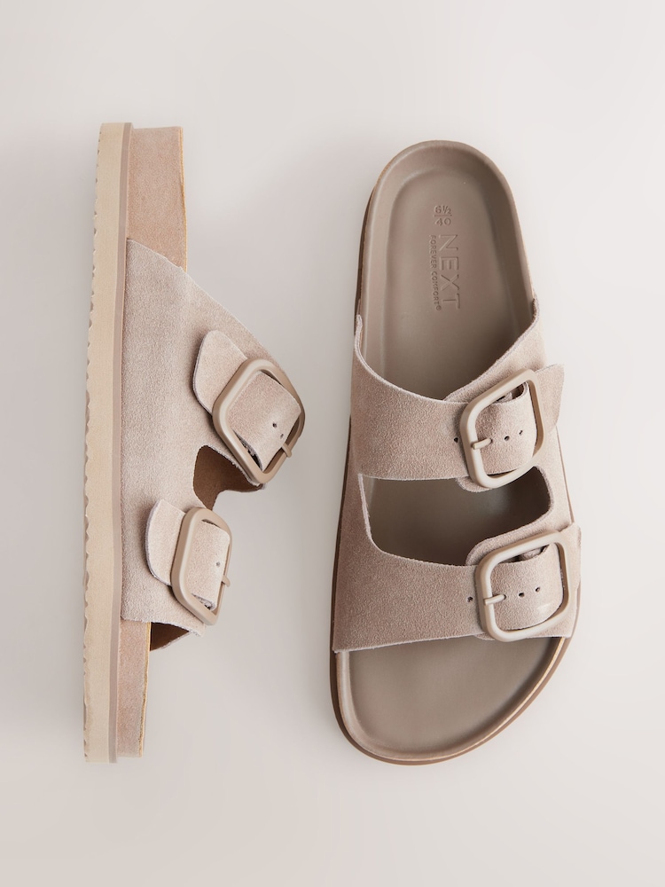 Neutral Suede - Forever Comfort® Premium Double Strap Footbed Sandals - Image 1 of 9 Neutral Suede - Forever Comfort® Premium Double Strap Footbed Sandals - Image 1 of 9