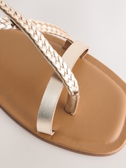 Rose Gold Leather Standard/Wide Fit Forever Comfort® Plait Strappy Toe Thong - Image 8 of 8