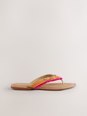 Pink Standard/Wide Fit Forever Comfort® Beaded Toe Thong Sandals - Image 4 of 7