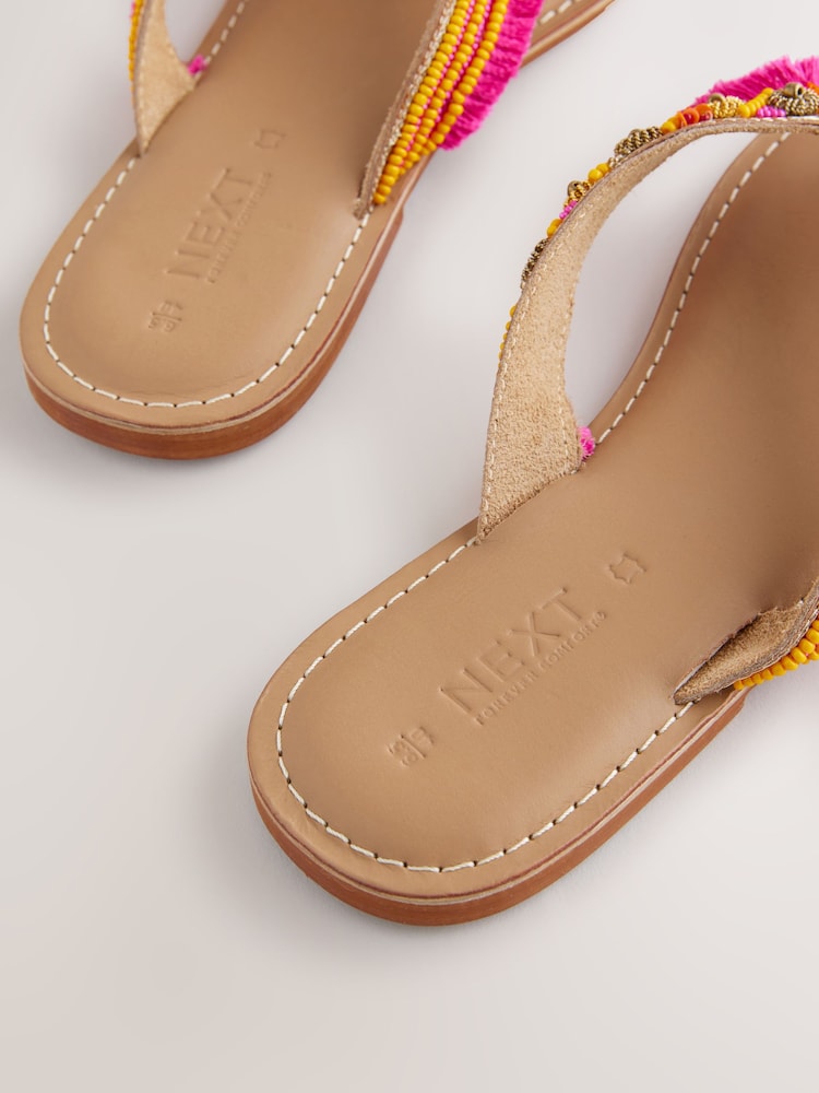 Pink Standard/Wide Fit Forever Comfort® Beaded Toe Thong Sandals - Image 5 of 7
