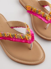 Pink Standard/Wide Fit Forever Comfort® Beaded Toe Thong Sandals - Image 6 of 7