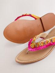 Pink Standard/Wide Fit Forever Comfort® Beaded Toe Thong Sandals - Image 7 of 7