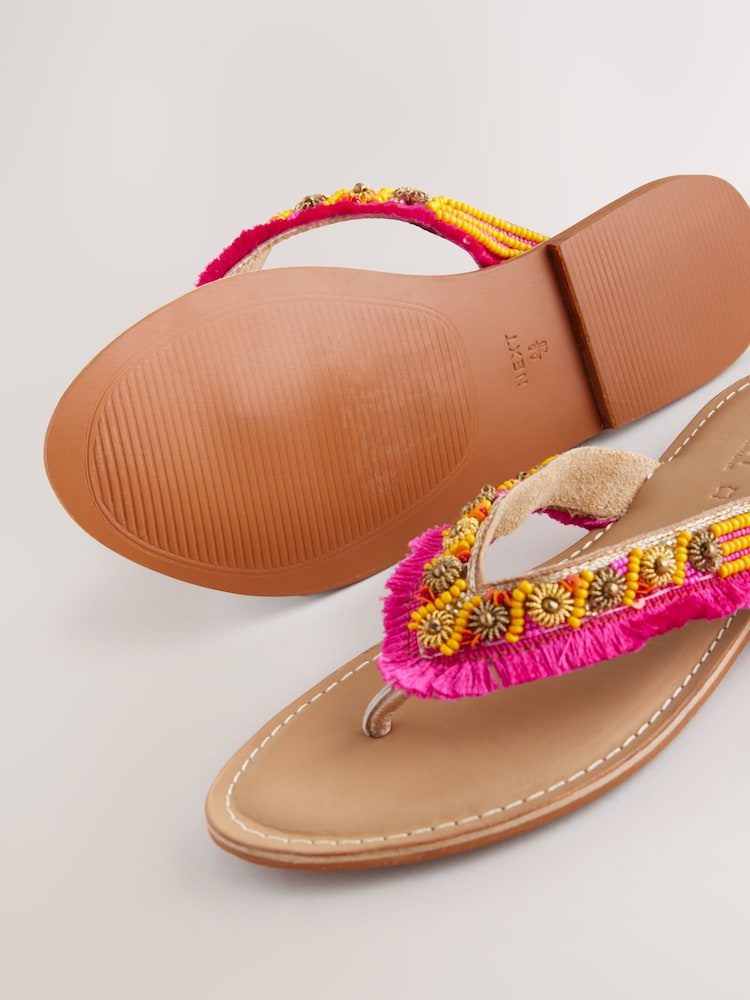 Pink Standard/Wide Fit Forever Comfort® Beaded Toe Thong Sandals - Image 7 of 7