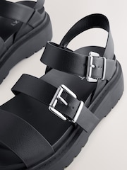 Black Standard/Wide Fit Chunky Buckled Sandals - Image 2 of 8