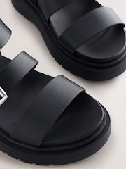 Black Standard/Wide Fit Chunky Buckled Sandals - Image 3 of 8