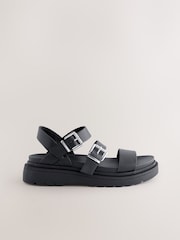 Black Standard/Wide Fit Chunky Buckled Sandals - Image 8 of 8