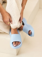 Blue Chunky Beach Sliders Sandals - Image 3 of 8