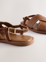 Tan Brown Leather Standard/Wide Fit Forever Comfort® Stitched Slingback Sandals - Image 10 of 10