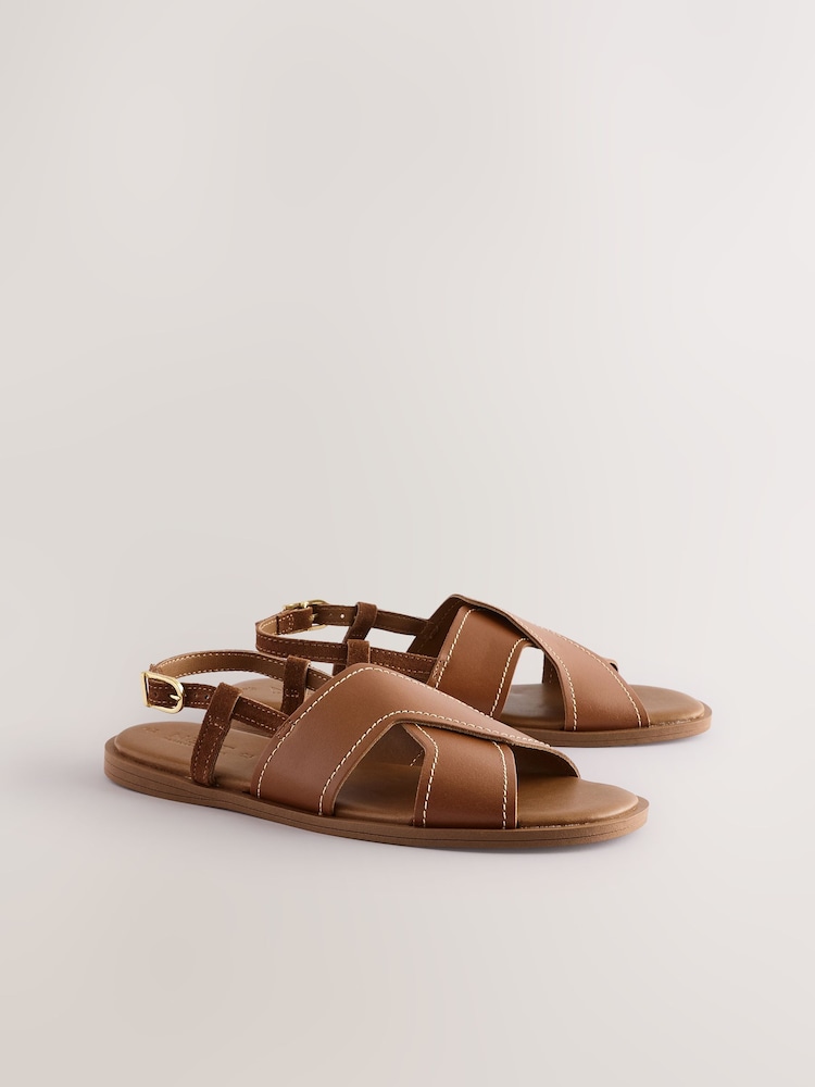 Cuir marron fauve - Sandales Forever Comfort® surpiquées à bride arrière - Image 5 of 10