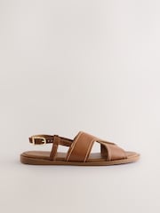 Tan Brown Leather Standard/Wide Fit Forever Comfort® Stitched Slingback Sandals - Image 6 of 10