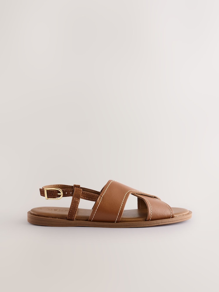 Cuir marron fauve - Sandales Forever Comfort® surpiquées à bride arrière - Image 6 of 10