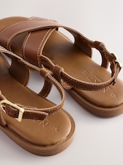 Tan Brown Leather Standard/Wide Fit Forever Comfort® Stitched Slingback Sandals - Image 7 of 10