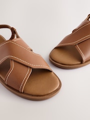 Tan Brown Leather Standard/Wide Fit Forever Comfort® Stitched Slingback Sandals - Image 8 of 10