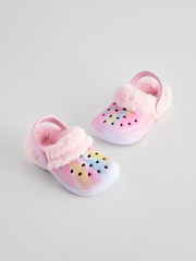 Pink Marble Faux Fur Lined Clog Slippers - Image 1 of 6