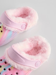 Pink Marble Faux Fur Lined Clog Slippers - Image 3 of 6