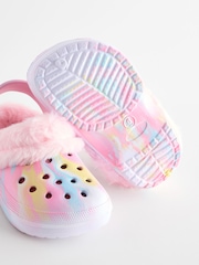 Pink Marble Faux Fur Lined Clog Slippers - Image 6 of 6