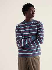 Seasalt Cornwall Blue Longboat Crew Neck Top - Image 1 of 5