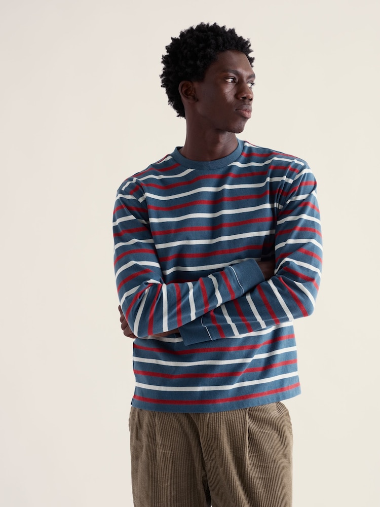 Seasalt Cornwall Blue Longboat Crew Neck Top - Image 1 of 5 Seasalt Cornwall Blue Longboat Crew Neck Top - Image 1 of 5