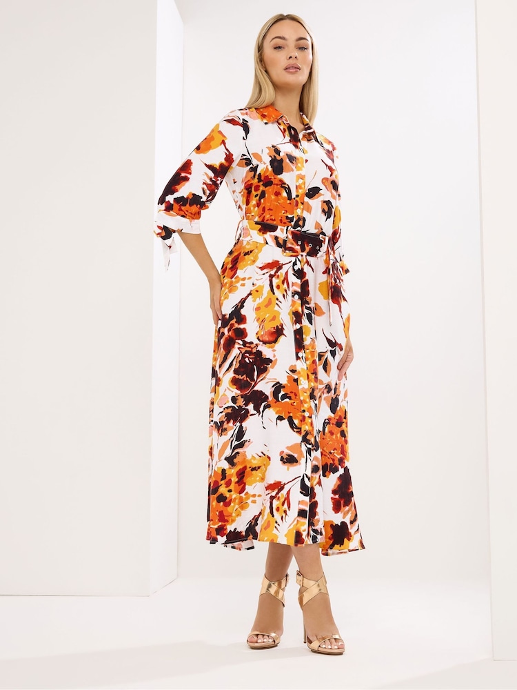 Star by Julien MacDonald Orange Abstract Print Shirt Dress - Image 1 of 5 Star by Julien MacDonald Orange Abstract Print Shirt Dress - Image 1 of 5