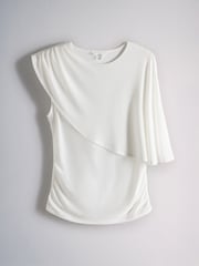 The Set 2 Pack Drape Jersey Cape Tops Ecru/Chocolate Brown - Image 8 of 10