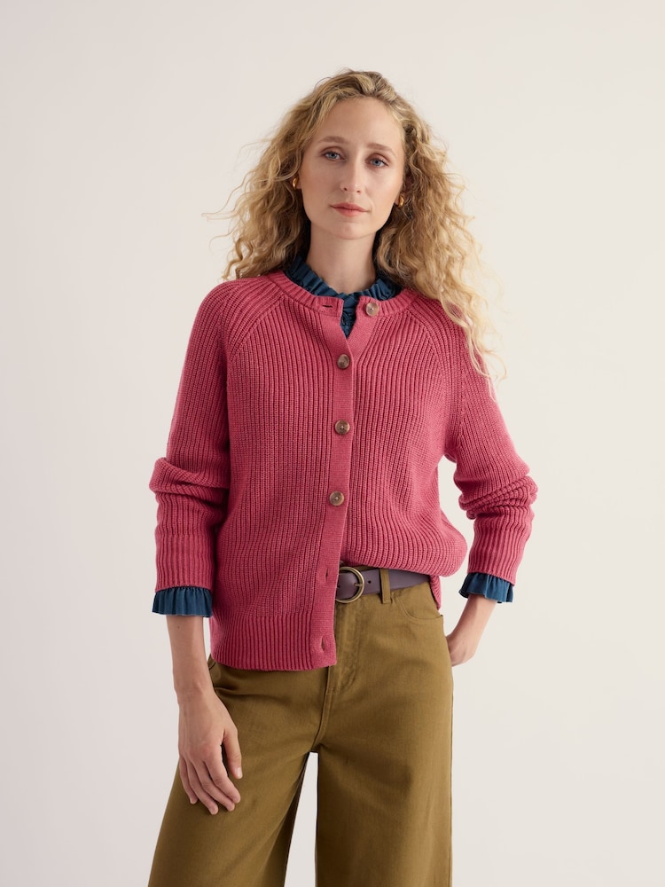 Seasalt Cornwall Pink Potters Meadow Cotton Knitted Cardigan - Image 1 of 5 Seasalt Cornwall Pink Potters Meadow Cotton Knitted Cardigan - Image 1 of 5