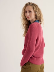 Seasalt Cornwall Pink Potters Meadow Cotton Knitted Cardigan - Image 3 of 5