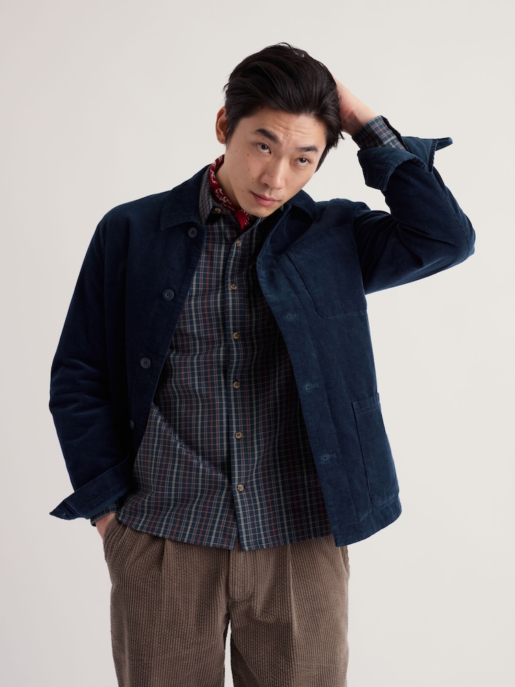 Seasalt Cornwall Blue Men's Pengelly Cotton Cord Jacket - Imagen 2 de 5