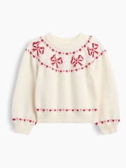 Gap Cream Bow Crew Neck Jumper (6mths-5yrs) - Image 1 of 2