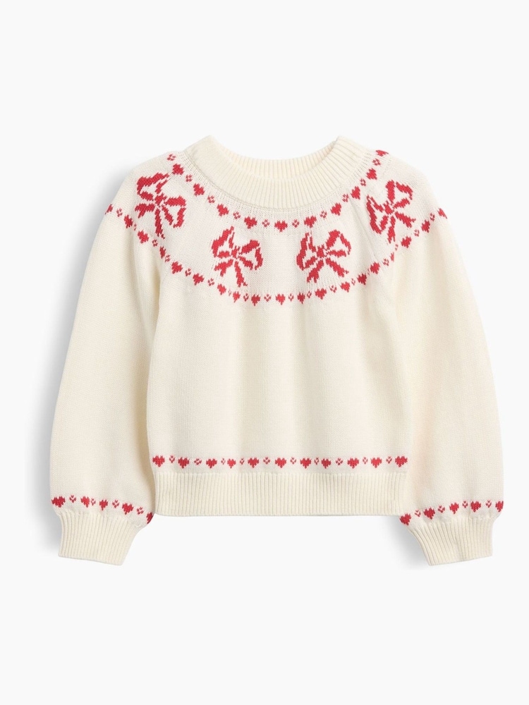 Gap Cream Bow Crew Neck Jumper (6mths-5yrs) - Image 1 of 2 Gap Cream Bow Crew Neck Jumper (6mths-5yrs) - Image 1 of 2