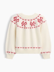 Gap Cream Bow Crew Neck Jumper (6mths-5yrs) - Image 2 of 2