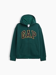 Gap Green/Yellow Relaxed Logo Zip-Up Hoodie (4-13yrs) - Image 1 of 3