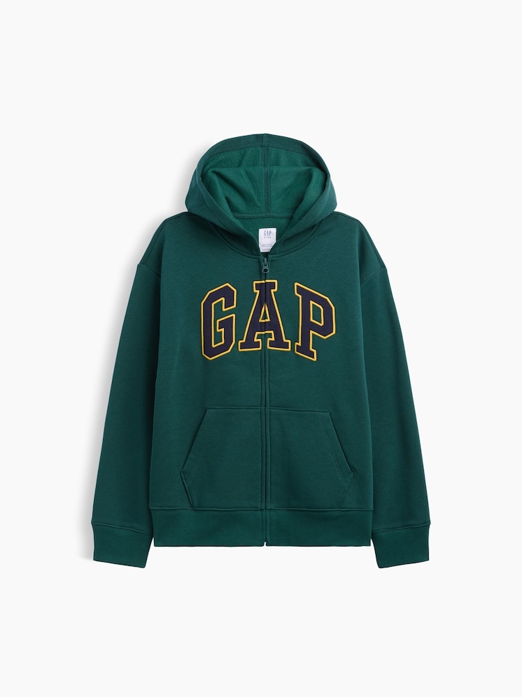 Gap Green/Yellow Relaxed Logo Zip-Up Hoodie (4-13yrs) - Image 1 of 3 Gap Green/Yellow Relaxed Logo Zip-Up Hoodie (4-13yrs) - Image 1 of 3