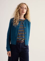 Seasalt Cornwall Blue Dawson Pick Cardigan Made With Merino - Image 1 of 5