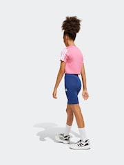adidas Pink Train Essentials 3 Stripe T-Shirt and Shorts Set - Image 2 of 8